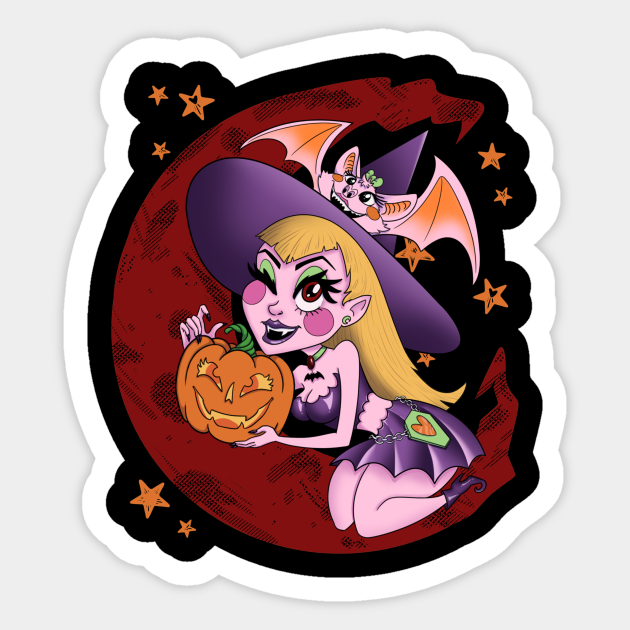 Cute Pastel Goth Witch Witch Halloween Sticker TeePublic